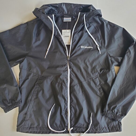 Columbia Women's Black Hooded Windbreaker Jacket size small lightweight athletic - Picture 1 of 10
